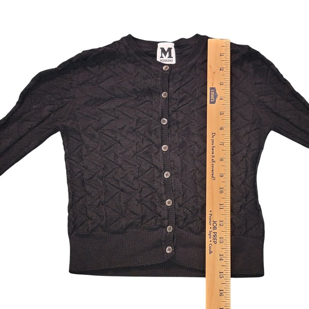 Missoni Womens Cardigan Sweater Sz XS Black Textured Long Sleeves Button Up READ - Picture 3 of 7